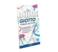 Giotto Turbo Glitter Felt Tip Fibre Tip Pens Glittered Pens Wallet of 8