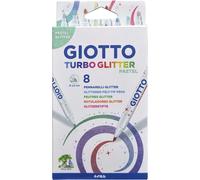 Giotto Turbo Glitter/ Pastel Felt Tip Pens - Pack includes 8 Assorted Colours