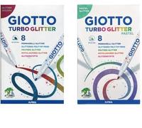 Giotto Turbo Glittered Felt-Tip Pens - 2 Pack:Glitter Colors + Pastel Glitter + 3 Balloons