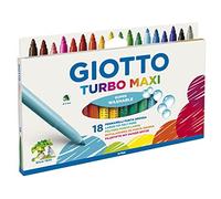 GIOTTO Turbo Maxi Super Washable Felt Tip Fibre Pens, Large Tip Nib 5mm, 18 Assorted Colours, Ideal for Children, Parties and Schools
