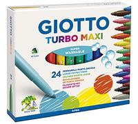 GIOTTO Turbo Maxi Super Washable Felt Tip Fibre Pens, Large Tip Nib 5mm, 24 Assorted Colours, Ideal for Children, Parties and Schools