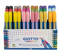 GIOTTO Turbo Pro Felt Tip Fibre Pens, Dual Tip, Assorted Colours, School Pack, 72 Pieces, For Children, Parties and Schools