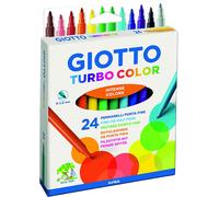 GIOTTO Turbocolor Felt Tip Fibre Pens, Fine Tip Nib 2.8mm, 24 Assorted Colours,