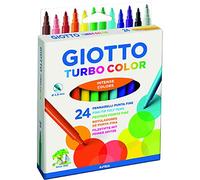 GIOTTO Turbocolor Felt Tip Fibre Pens, Fine Tip Nib 2.8mm, 24 Assorted Colours, Ideal for Children, Parties and Schools