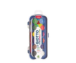 GIOTTO Watercolour Set 12 Blocks Colours | Assorted Colours, Super Washable, For Children, Parties & Primary Schools