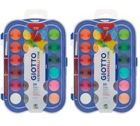 GIOTTO Watercolour Set, 24 Blocks, Assorted Colours, Super Washable For Children, Parties and Schools, 24 Colors (Pack of 2)