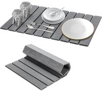 GIOTUK Stone Drying Mat for Kitchen Counter - 23"x15.3" Foldable Diatomaceous Earth Dish Mat with Non-Slip Pad, Super Absorbent Quick Dry Mat for Dishes, Bathroom, Bottles & Cups (Dark Gray, One Size)