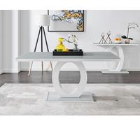 Giovani Modern Large Grey Glass & White High Gloss Rectangular Dining Table