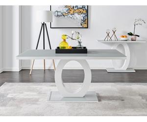 Giovani Modern Large Grey Glass & White High Gloss Rectangular Dining Table