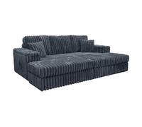 Giovanni 3 Seater Cinema Fabric Chunky Cord Sofa with Footstool LUXURY LIFE Grey One Size