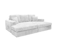 Giovanni 3 Seater Cinema Fabric Chunky Cord Sofa with Footstool LUXURY LIFE Ivory One Size