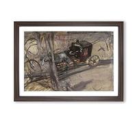Giovanni Boldini Horse Drawn Carriage Framed Print | A2 Walnut Framed Wall Art | Ready to Hang | Modern Animal Picture | Living Room Bedroom Lounge Office