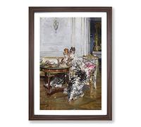 Giovanni Boldini Italian Confidences Framed Print | A2 Walnut Framed Wall Art | Ready to Hang | Modern Nature Picture | Living Room Bedroom Lounge Office