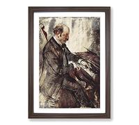 Giovanni Boldini The Pianist Framed Print | A2 Walnut Framed Wall Art | Ready to Hang | Modern Nature Picture | Living Room Bedroom Lounge Office