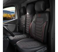 GIOVANNI BUTTI Car Seat Covers Universal 2+1 for Renault Master (2011-2025), Opel Movano (2022-2024) - Front Seats Car Seat Cover Made of Pique Fabric, Black/Red, Car Seat Cover Double Bench Front