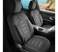 GIOVANNI BUTTI Universal Car Seat Covers for Cars and SUVs - Premium Front Seats Car Seat Cover Made of Linen, Smoke Grey / Grey, Airbag Compatible Seat Cover, Car Seat Cover, Front Seat Set Including