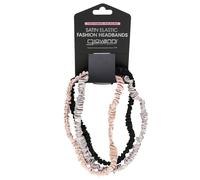 Giovanni, Satin Elastic Fashion Headbands, Blush, Gray, Black, 3 Headbands