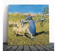 Giovanni Segantini High Noon in The Alps Canvas Print | Gallery Wrapped 30mm Frame Wall Art | 20x20 inches | Ready to Hang | Contemporary Picture | Living Room Bedroom Lounge Office