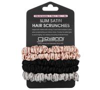 Giovanni, Slim Satin Hair Scrunchies, Blush, Black, Gray, 5 Scrunchies