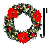 GIOVARA Christmas Wreath, LED Light Up, Green, Polyethylene & Polyurethane, 40cm/15.7in Round, Hanger Mount, Perfect for Home Decoration