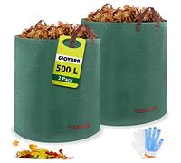 GIOVARA Heavy Duty Garden Bags 500L - 2 Pack Reusable Sacks with Handles, Extra Strong Gardens Waste Bags for Leaves, Grass, Debris, Durable Outdoor Rubbish Sacks for Home, Garden