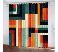 GIOVIA Boho Style Blackout Curtains 2 Panels 42" Wide x 63" Drop Room Darkening Polyester Fabric Eyelet Curtain 3D Abstraction Geometry Curtains Energy Saving Window Drapes for Kids Bedroom