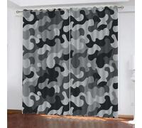 GIOVIA Camouflage Blackout Curtains 2 Panels 42" Wide x 63" Drop Room Darkening Polyester Fabric Eyelet Curtain 3D Abstract Geometry Curtains Energy Saving Window Drapes for Kids Bedroom