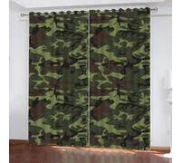 GIOVIA Camouflage Blackout Curtains 2 Panels 46" Wide x 72" Drop Room Darkening Polyester Fabric Eyelet Curtain 3D Abstract Geometry Curtains Thermal Insulated Window Drapes for Living Room
