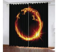 GIOVIA Dragon Blackout Curtains 2 Panels 42" Wide x 63" Drop Room Darkening Polyester Fabric Eyelet Curtain 3D Retro Dragon Curtains Energy Saving Window Drapes for Kids Bedroom