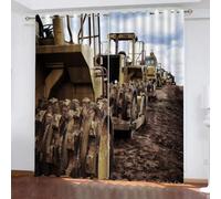 GIOVIA Tractor Blackout Curtains 2 Panels 66" Wide x 72" Drop Room Darkening Polyester Fabric Eyelet Curtain 3D Tractor Curtains Privacy Protect Window Drapes for Home Decoration