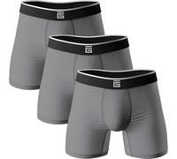 Giovici Mens Boxers Bamboo Anti Chafing Soft Comfortable Boxer Briefs Longer Leg - Boxer Shorts Multipack - Moisture Wicking Technology (L, Grey, 3pk)