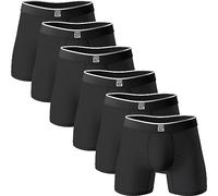 Giovici Mens Boxers Bamboo Anti Chafing Soft Comfortable Boxer Briefs Longer Leg - Boxer Shorts Multipack - Moisture Wicking Technology (6 Pack, Black, XL)