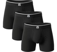 Giovici Mens Boxers Bamboo Anti Chafing Soft Comfortable Boxer Briefs Longer Leg - Boxer Shorts Multipack - Moisture Wicking Technology (XL, Black Fly, 3 Pack)