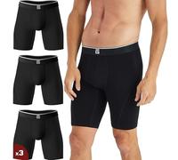 Giovici Mens Long Leg Boxers Bamboo Viscose Anti Chafing Ultra Cooling Underwear with or without Fly Sweat-Wicking Underpants (XXL, 3PK, Black Long)