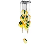 GioXtra Lemon Stained Glass Wind Chime - Yellow Lemon Wind Chime Window Hanging Ornament Boho Suncatcher Art Pendant for Home Garden Backyard Outdoor Spring Decor Girl Women Birthday Housewarming Gift
