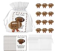 GioXtra Smile Football Keychain Bulk - 12 Pack Cute Football Keychain with Greeting Card Inspirational Sport Key Ring for Valentines Classroom Exchange Gift Student Reward Sport Game Prize Party Favor