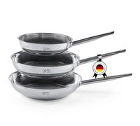 GIPFEL INTERNATIONAL 3 Piece Stainless Steel Frying Pan Set 8, 10, 12 Inch - Tri Ply Stainless Steel Skillet Healthy Cookware - Fry Pans for Induction Gas Electric Ceramic Stove & Oven Safe