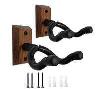 Gipnva 2 Pack Black Walnut Wood Guitar Wall Mount, U-Shaped Guitar Hanger Holder Hook, Wall Mount Stand for Acoustic, Electric Guitar, Bass, Banjo, Ukulele, Violin, Mandolin - Gift for Men and Boys