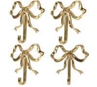 Gipnva 4Pcs Gold Bowknot Wall Hooks, Decorative Brass Finish Metal Coat Hooks, Multi-Purpose for Hanging Coats, Towels, Robes, Keys, Hats, Bags, Umbrella for Home, Bedroom, Bathroom, Office, Outdoor