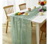 Gipnva Boho Sage Green Gauze Wedding Cheesecloth (90x300cm) Table Runner, Rustic Wedding Table Decoration for Home Party, Birthdays and Celebrations, Eco-Friendly Cotton, Reusable