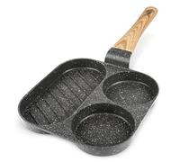 GiPP Fried Egg Pan, 3-Hole Omlette Pan, Granite Non-Stick Coating, PFOS/PFOA-Free Egg Pan for Fried Breakfast/Eggs/Sausage/Bacon, Grey