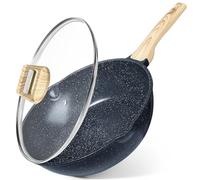 GiPP Nonstick Frying Pan Skillet with Lid, 30CM 5.1L Deep Frying Pan,Ceramic Saute Pan,Stay-Cool Handle,Induction Pan, Healthy Non Toxic Cooking Pan,Gray