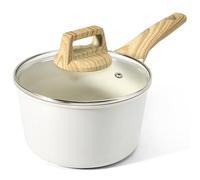 GiPP Nonstick Sauce Pan with Lid - 3.6L Small Sauce Pot Non Stick Cooking Pot with Stay-Cool Handle, Kitchen Pots Granite Saucepan Induction Compatible, PFOA Free(White, 20cm)