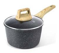 GiPP Nonstick Sauce Pan with Lid - 3.6L Small Sauce Pot Non Stick Cooking Pot with Stay-cool Handle, Kitchen Pots Granite Saucepan Induction Compatible, PFOA Free (Grey, 20cm)