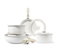 GiPP Pots and Pans Set Non Stick,11PCS Cookware Sets Nonstick Detachable Handle,Induction Kitchen Set Removable Handle，RV Cookware Set,Oven Safe(White，11PCS