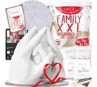 GipsME XXL 3D Family Hand Casting Kit for 4 Hands + Base - Premium Hand Moulding Kit - Hand Casting Kits family of 4 Personalised Gifts - Family Hand Mold Casting Kit + Video Tutorial