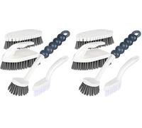 GIPTIME 4Pcs Cleaning Brush Set, Multi-Scene Scrubbing & Dish Brush for Kitchen, Bathroom, Tiles, Shoe & Pans with Ergonomic Grip Durable Bristles, White (Pack of 2)