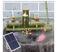 GIQKDZNUO Bamboo Solar Fountain, Japanese Garden Bamboo Flowing Water Fountain with Water Pump, Solar Water Cycle System, Zen Ornaments,50cm