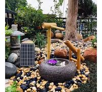 GIQKDZNUO Bamboo Water Fountain Kit, with Solar Water Pump, Swingable Design,for DIY Indoor/Outdoor Oasis, Japanese Garden Decor,35.4in
