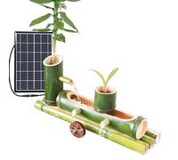 GIQKDZNUO Solar Bamboo Fountain Decoration, Garden Water Fountain with Water Wheel, DIY Indoor/Outdoor Zen Garden Ornaments,50cm